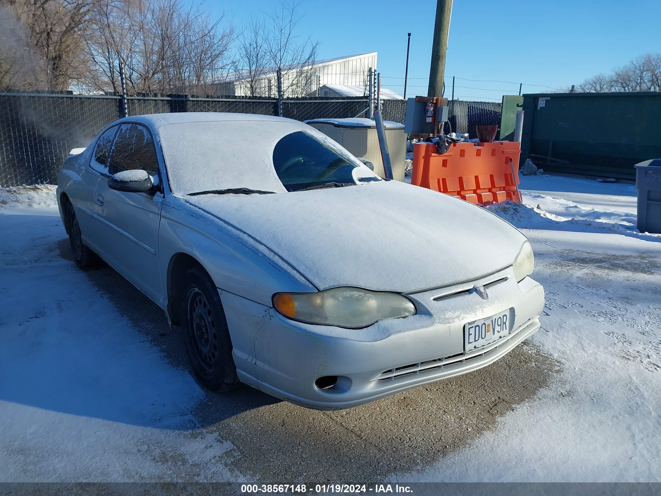 chevrolet monte carlo 2003 2g1ww12e539376767