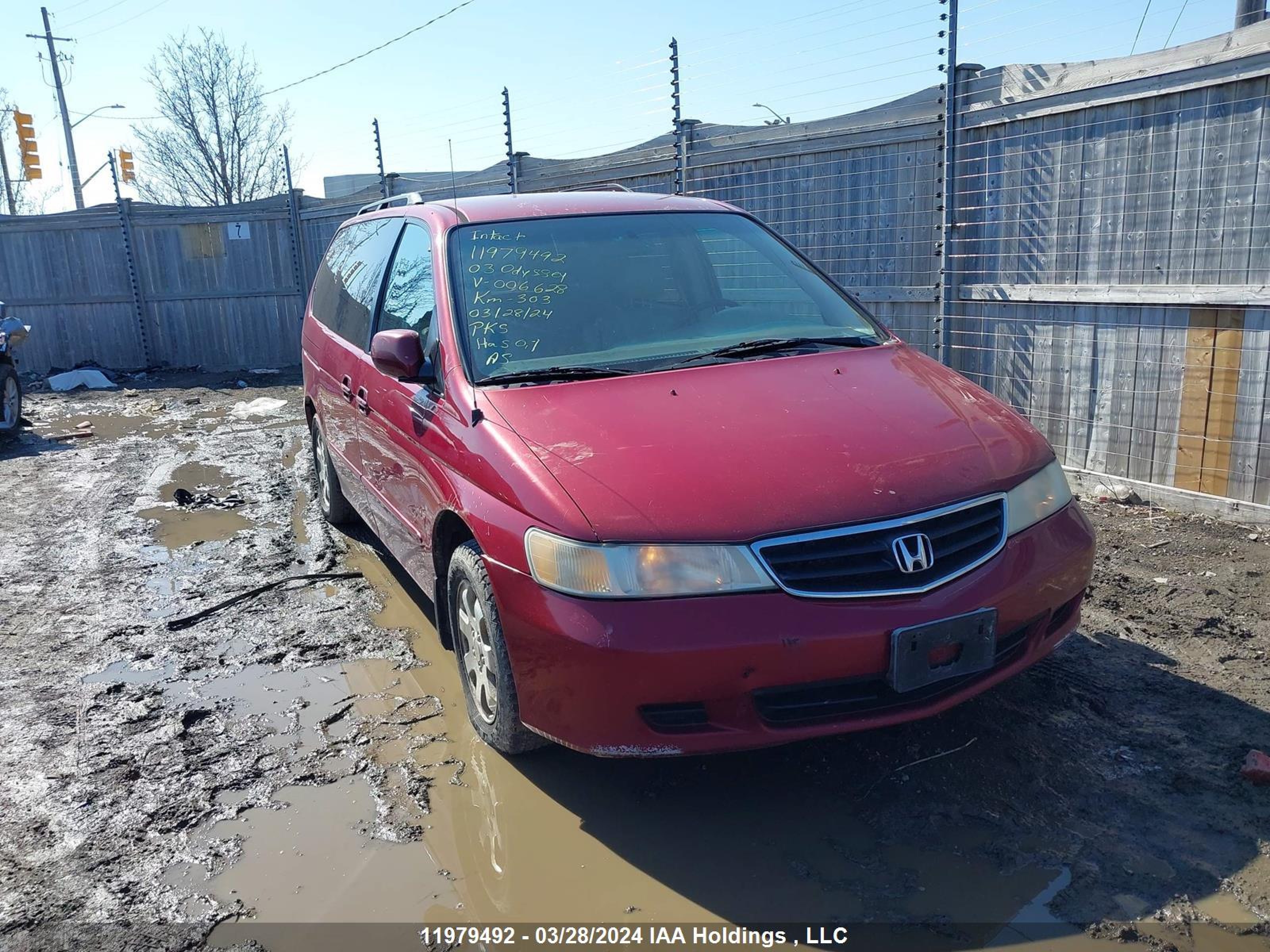 honda odyssey 2003 2hkrl189x3h006628