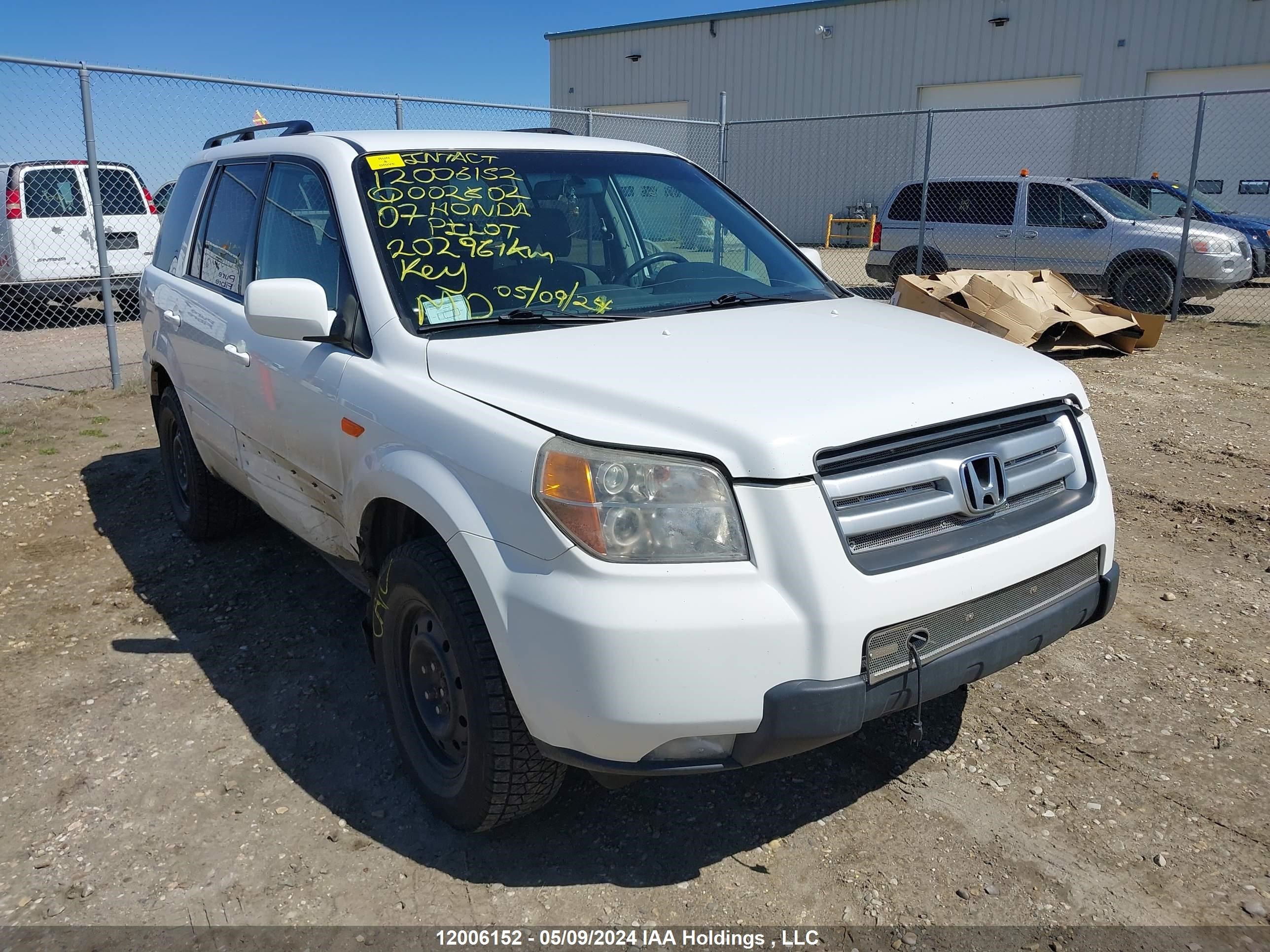 honda pilot 2007 2hkyf18497h002602