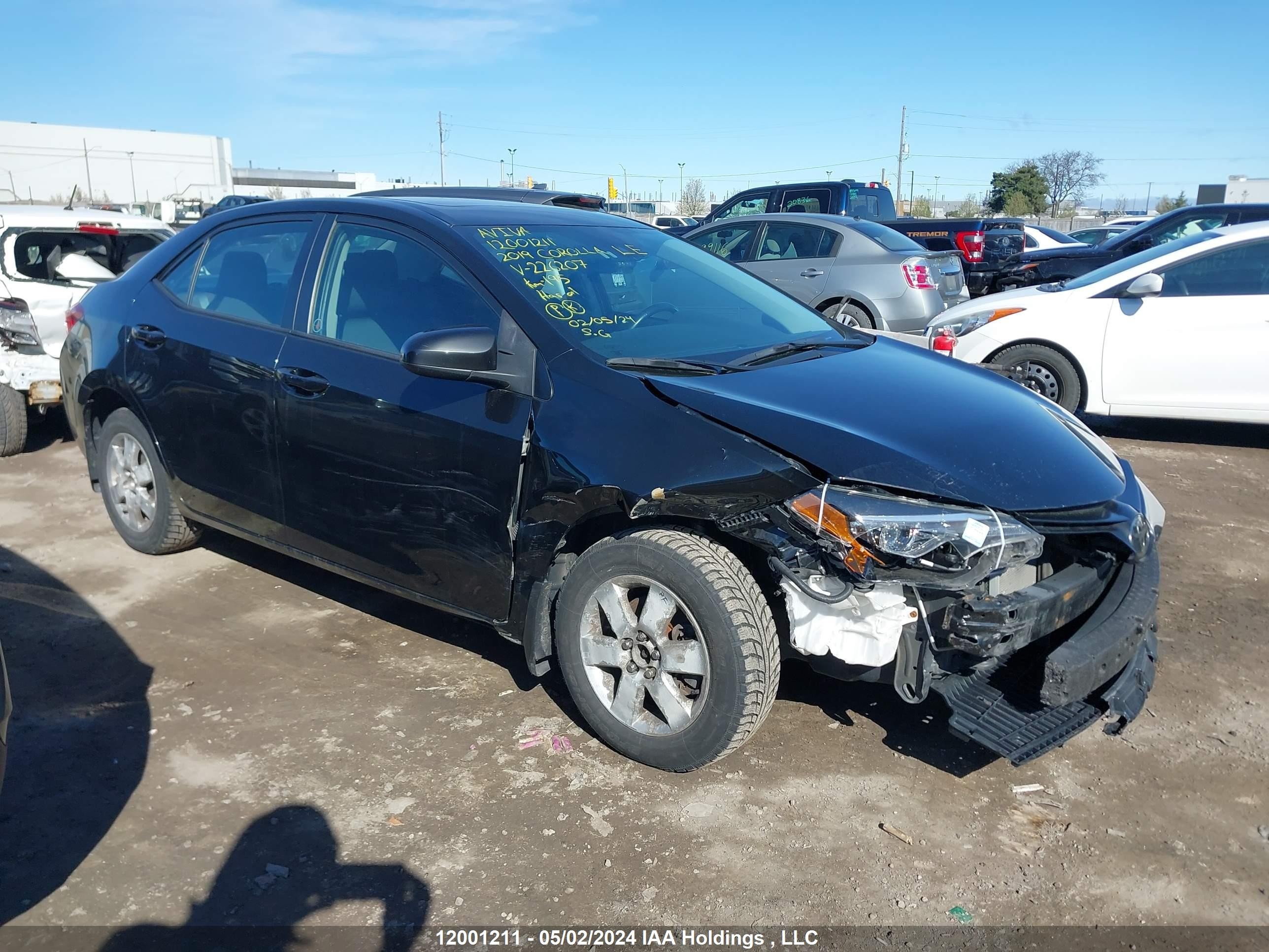 toyota corolla 2019 2t1burhe7kc226207