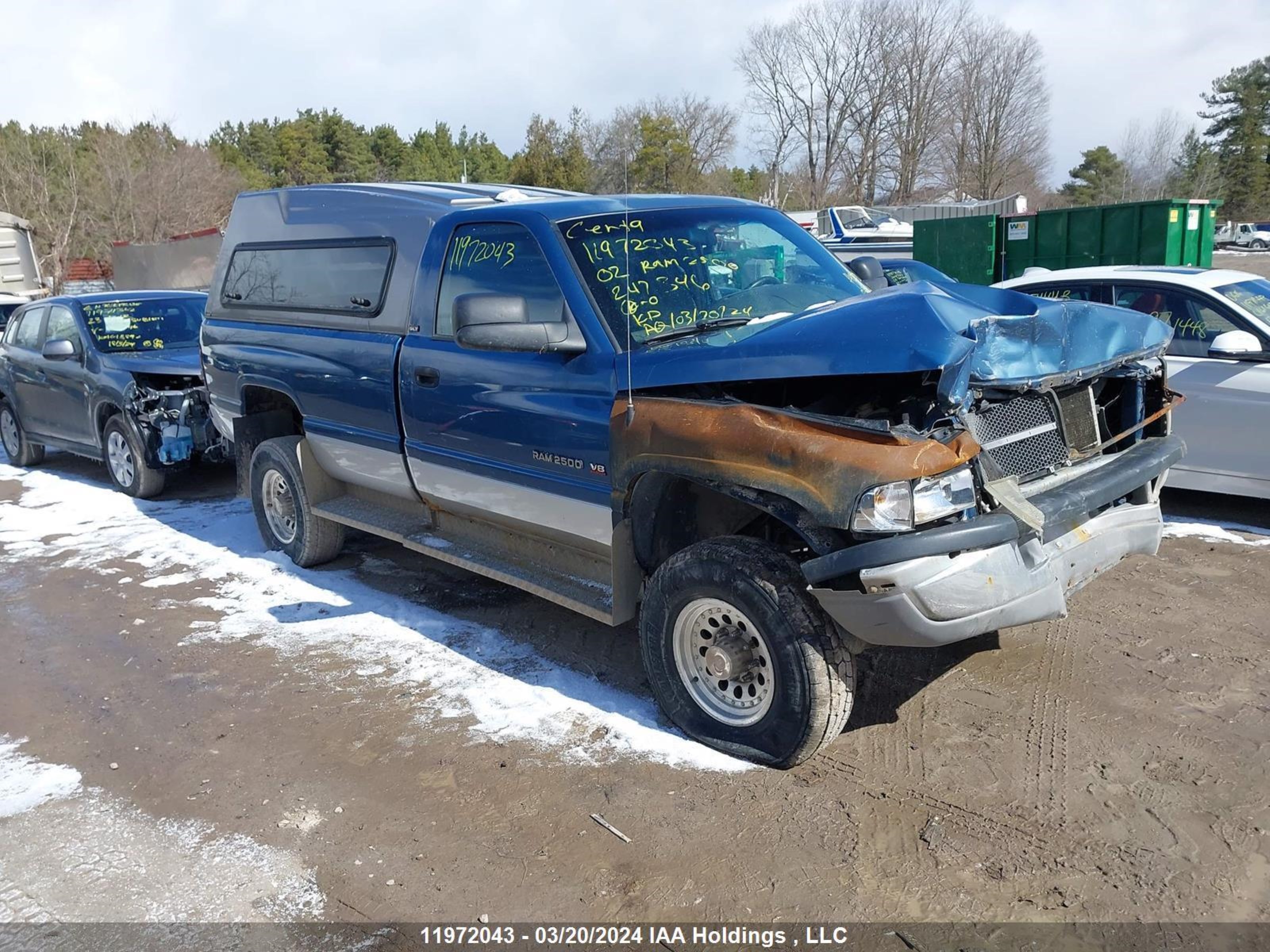 dodge ram 2002 3b7kf26z72m247346