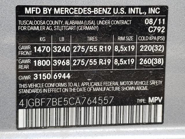 mercedes-benz gl 450 4ma 2012 4jgbf7be5ca764557