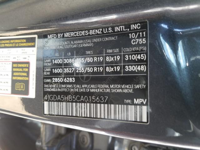 mercedes-benz ml 350 4ma 2012 4jgda5hb5ca015637