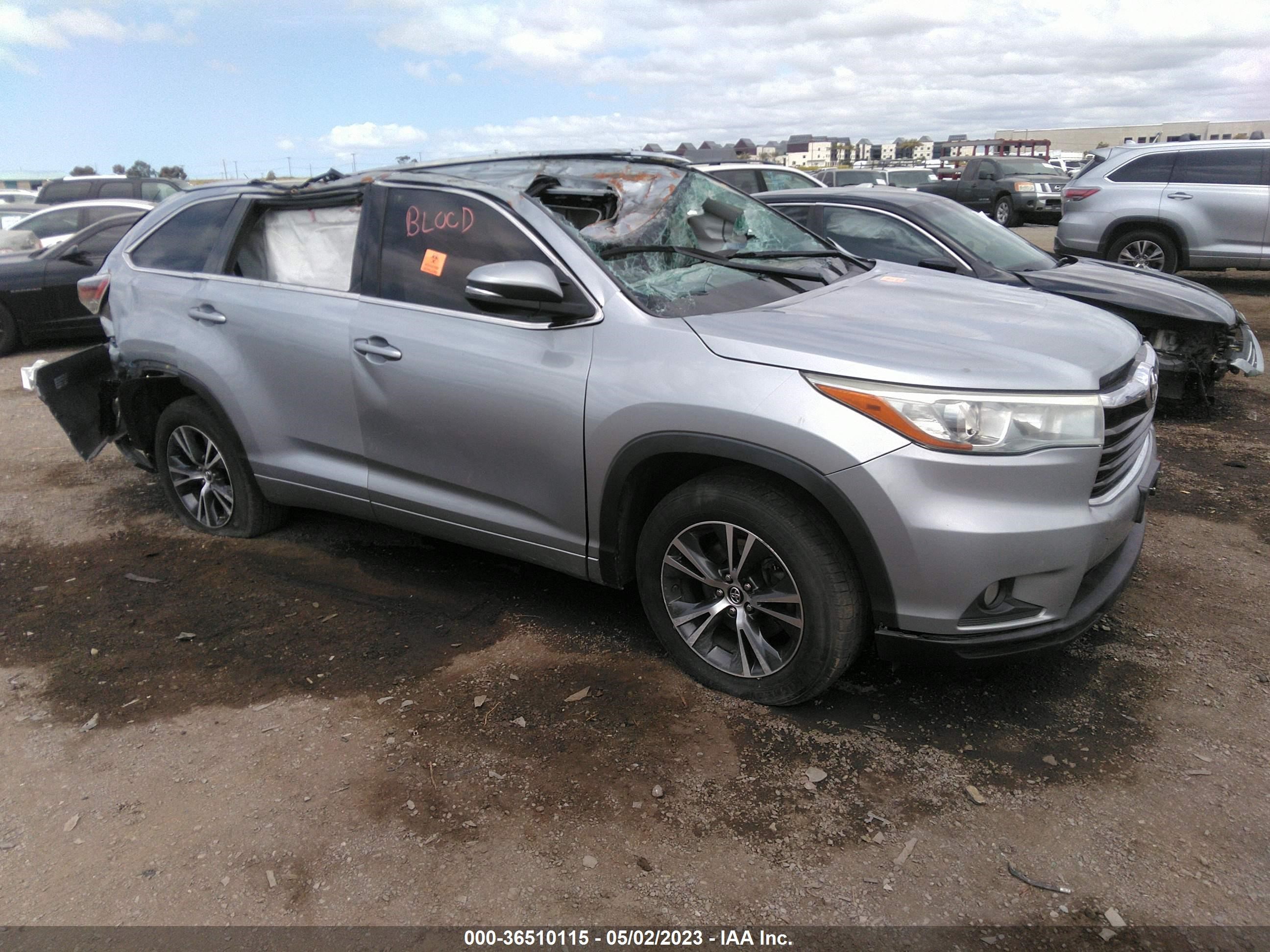 toyota highlander 2016 5tdkkrfh1gs160187