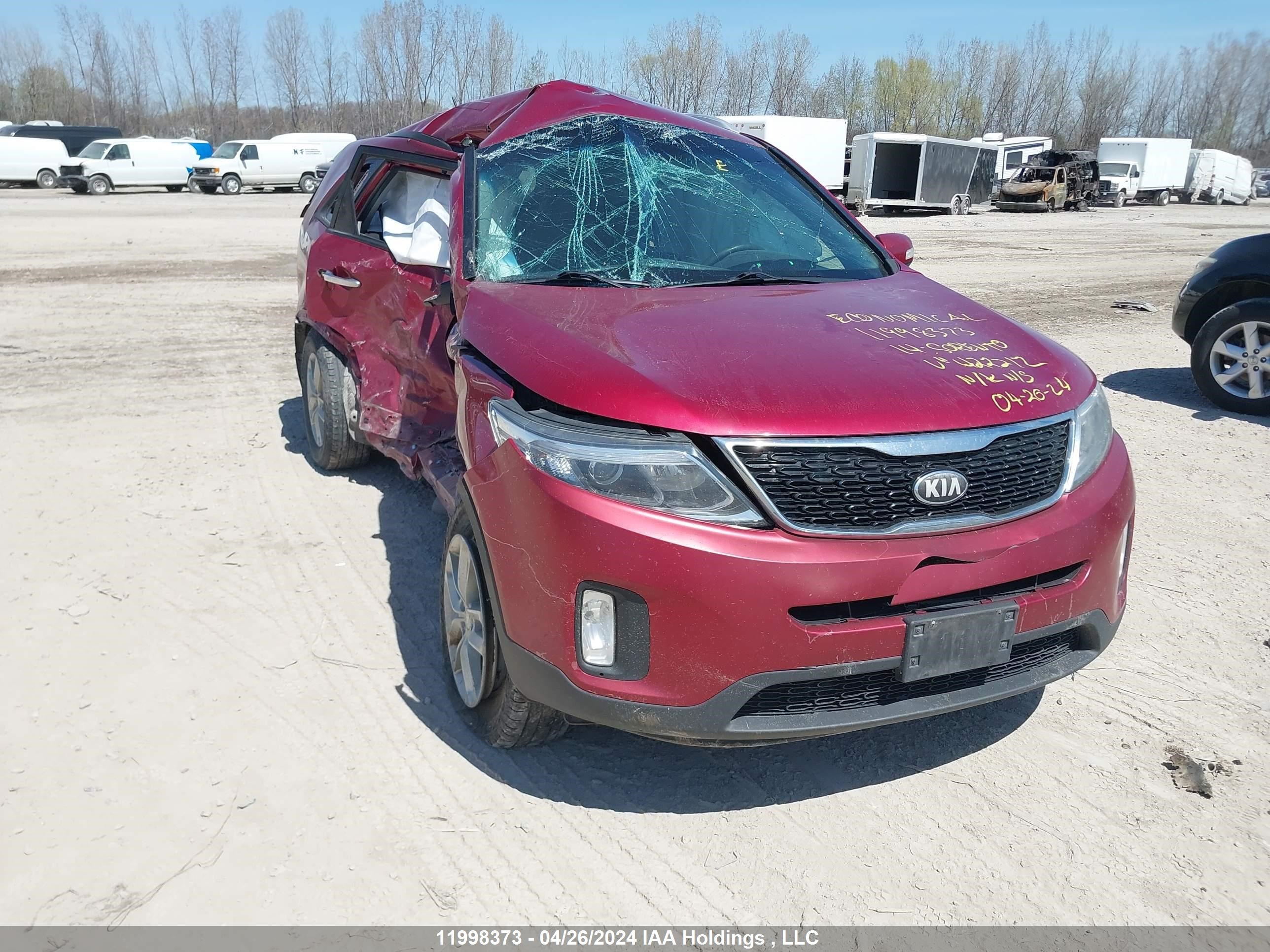 kia sorento 2014 5xykt3a61eg442212