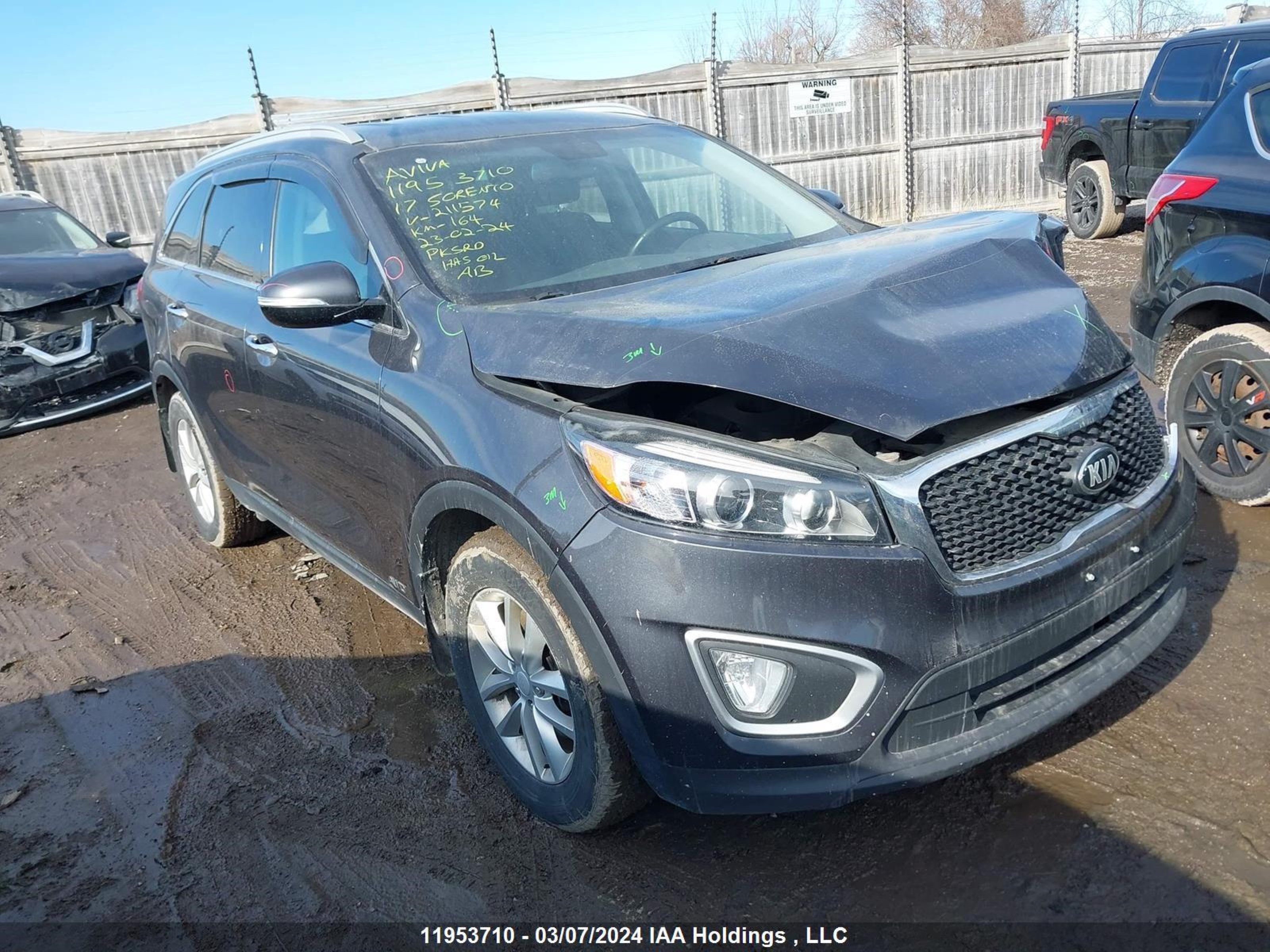 kia sorento 2017 5xypgda18hg211574