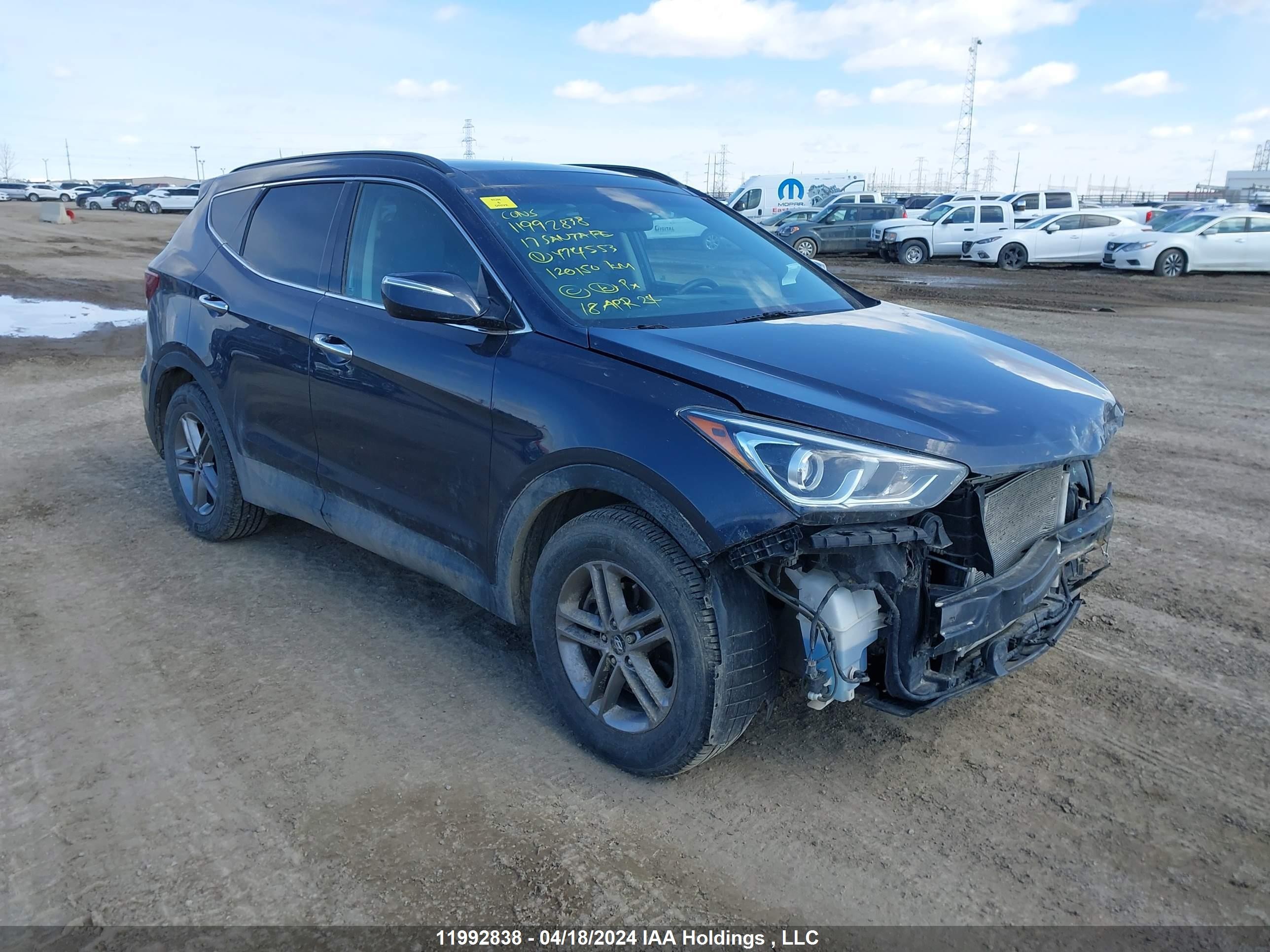 hyundai santa fe 2017 5xyzudlb0hg474553