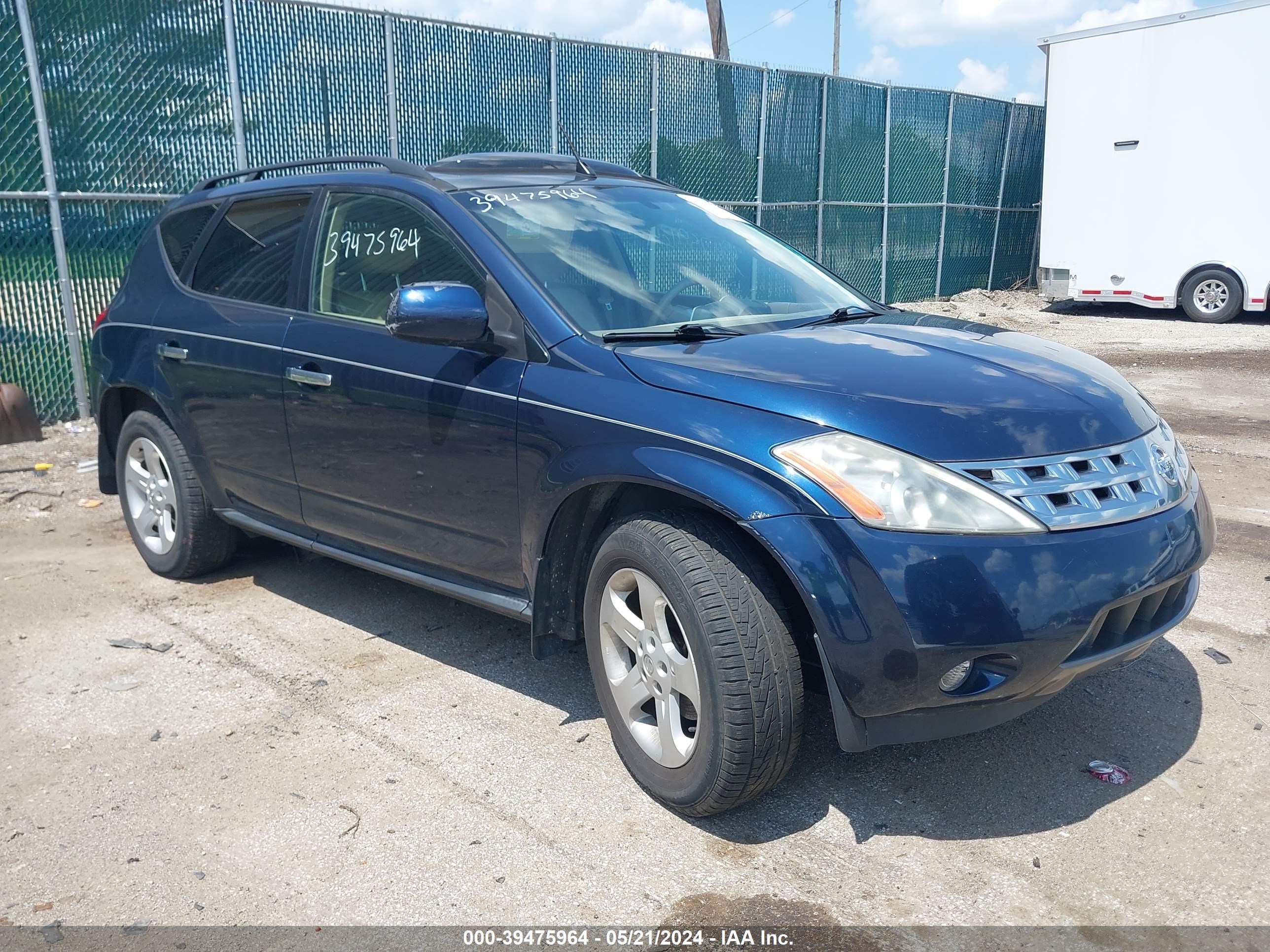 nissan murano 2004 jn8az08w44w307245