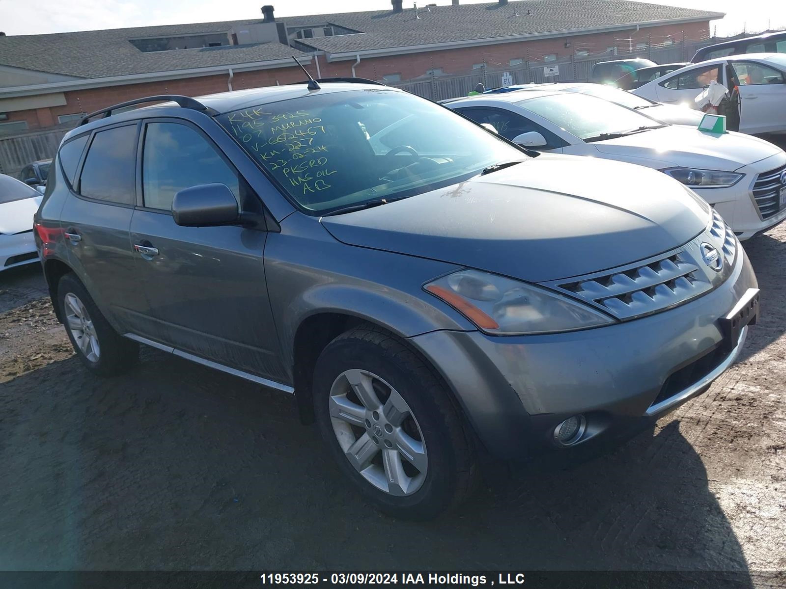 nissan murano 2007 jn8az08w47w662467