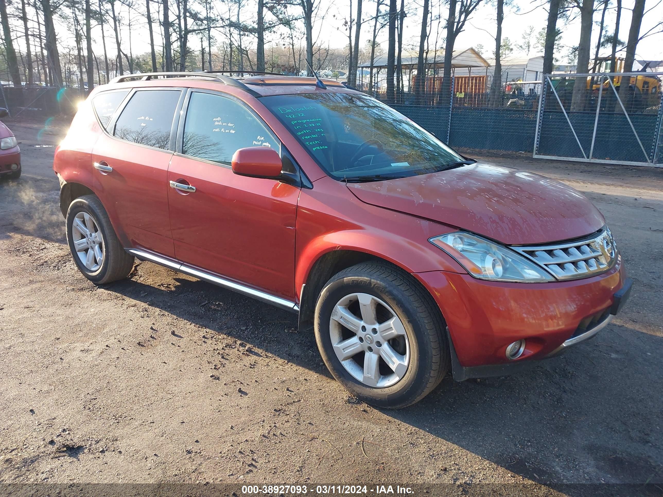 nissan murano 2006 jn8az08w56w550257