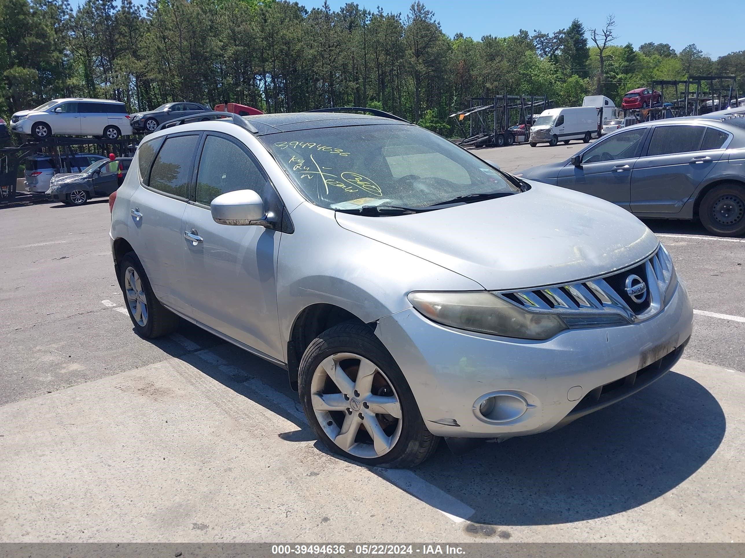 nissan murano 2009 jn8az18w99w140538