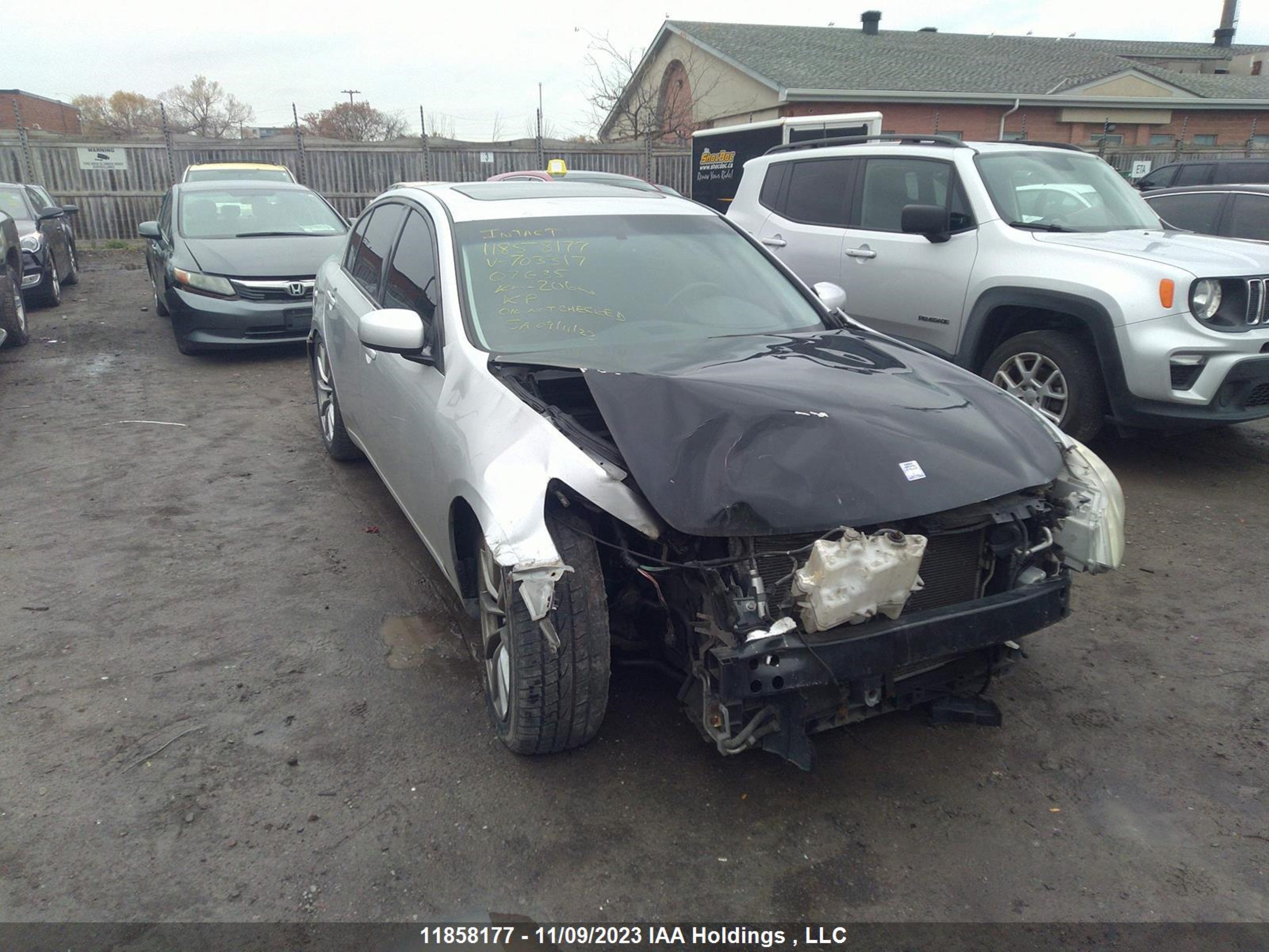 infiniti g 2007 jnkbv61e27m703317