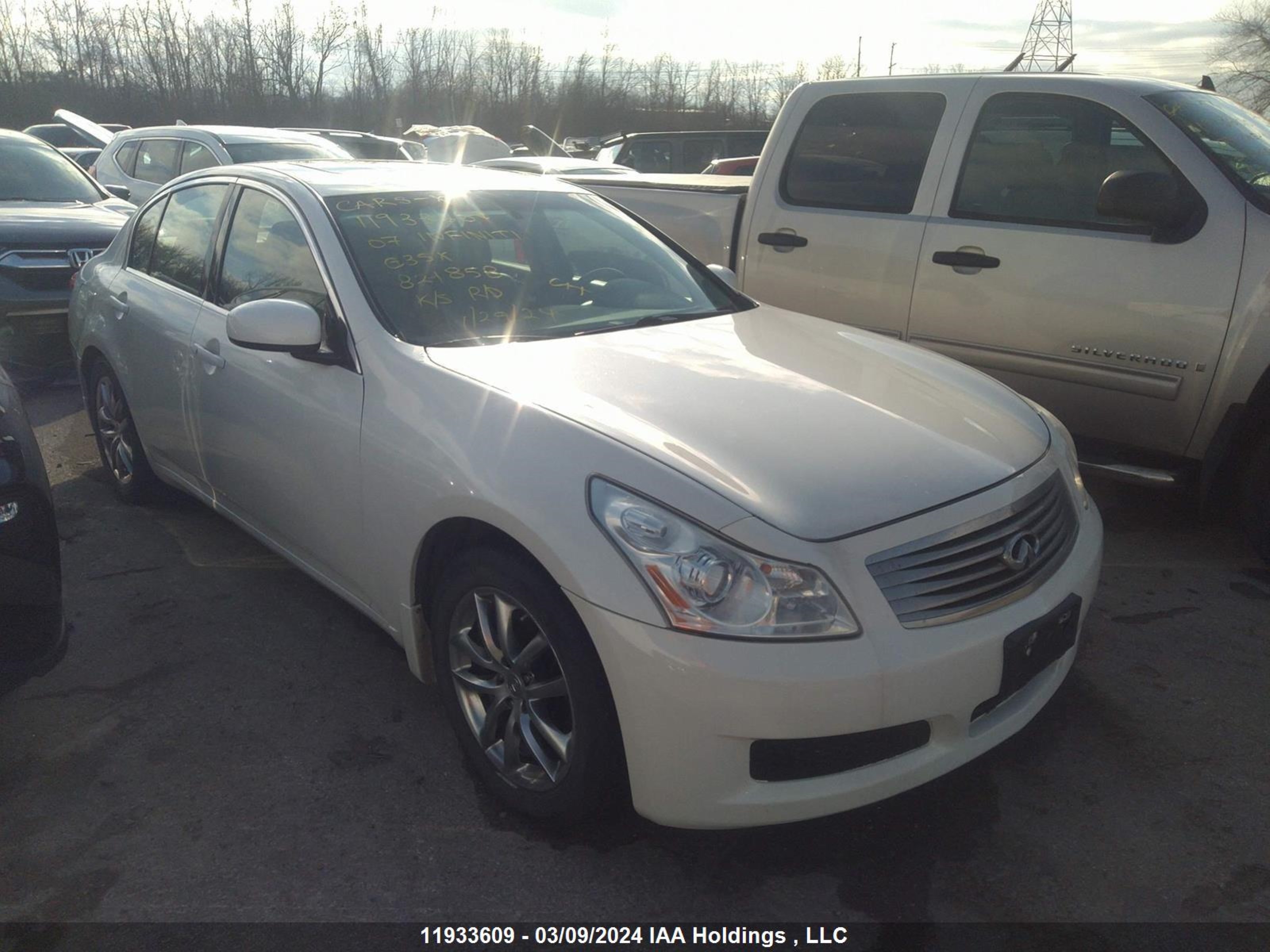 infiniti g 2007 jnkbv61f07m821858