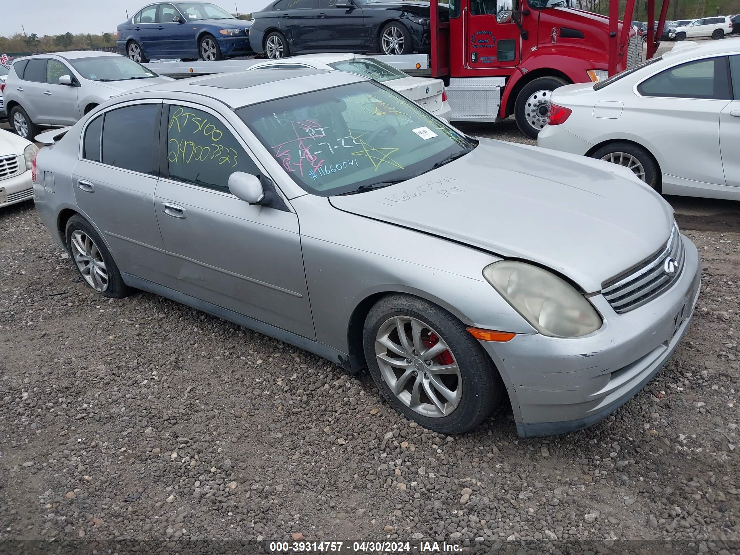 infiniti g 2003 jnkcv51e43m007664