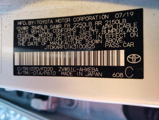 toyota prius 2019 jtdkarfu1k3100825