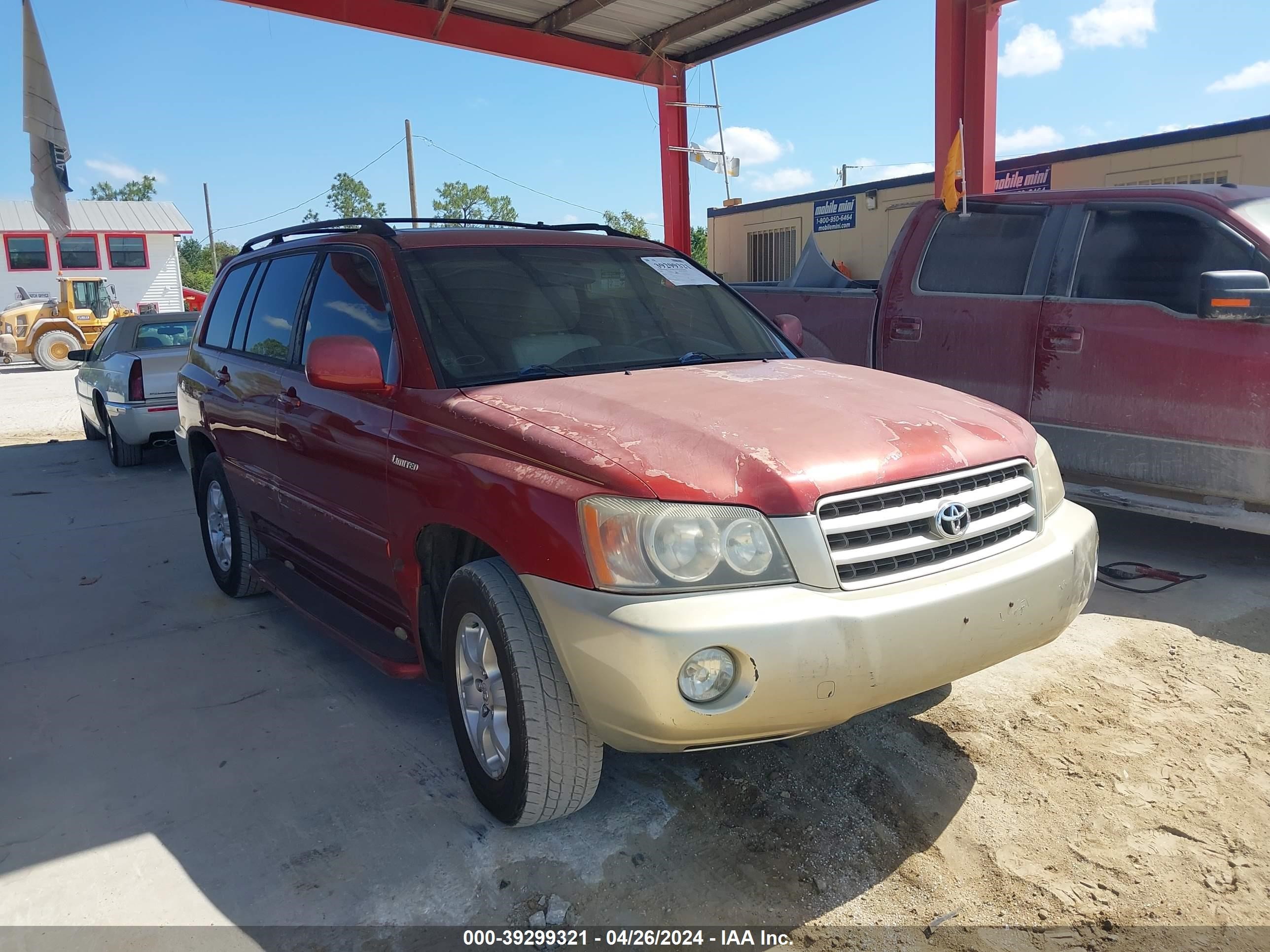 toyota highlander 2002 jtegf21a420049412