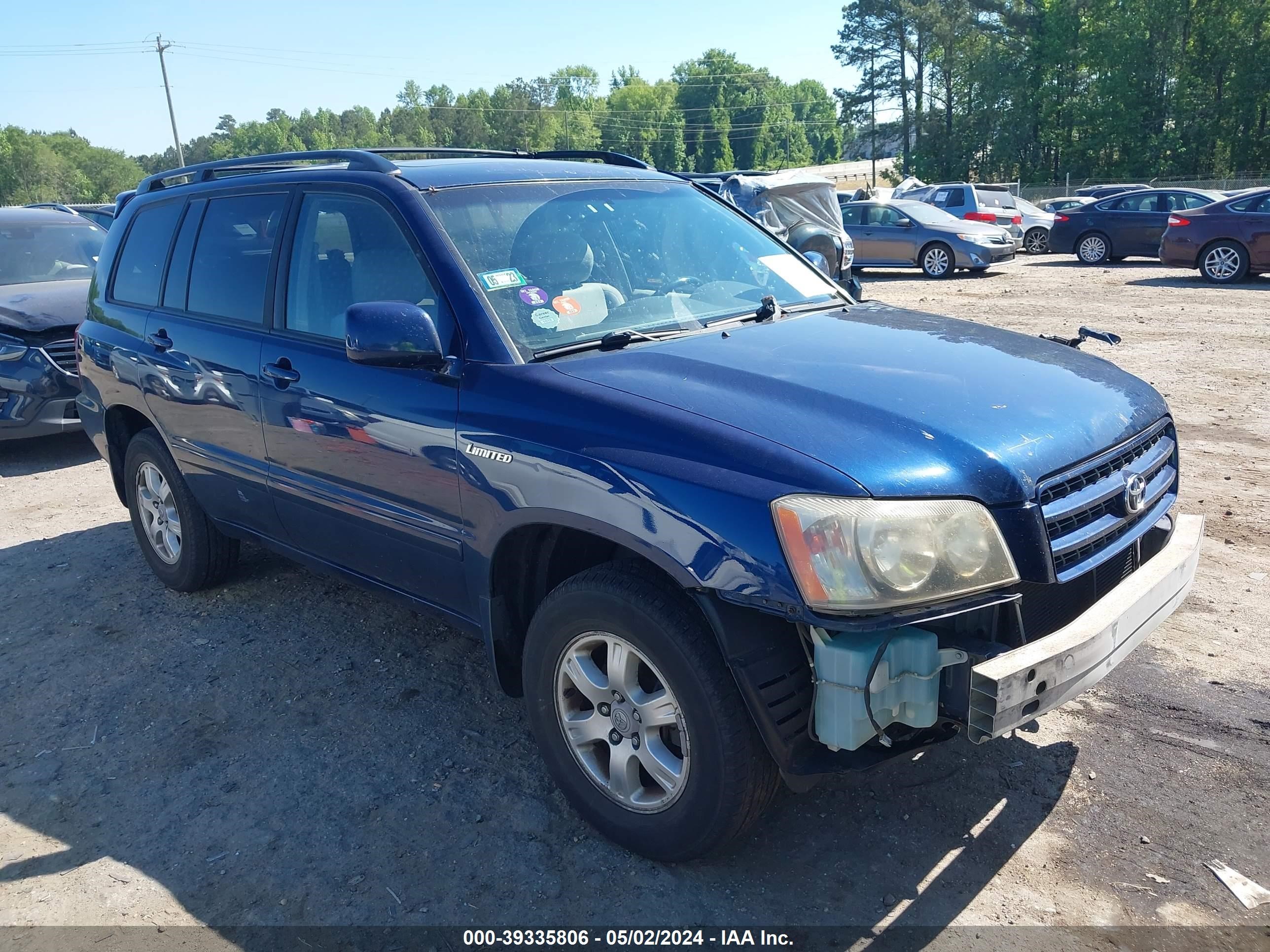 toyota highlander 2001 jtehf21a010026079