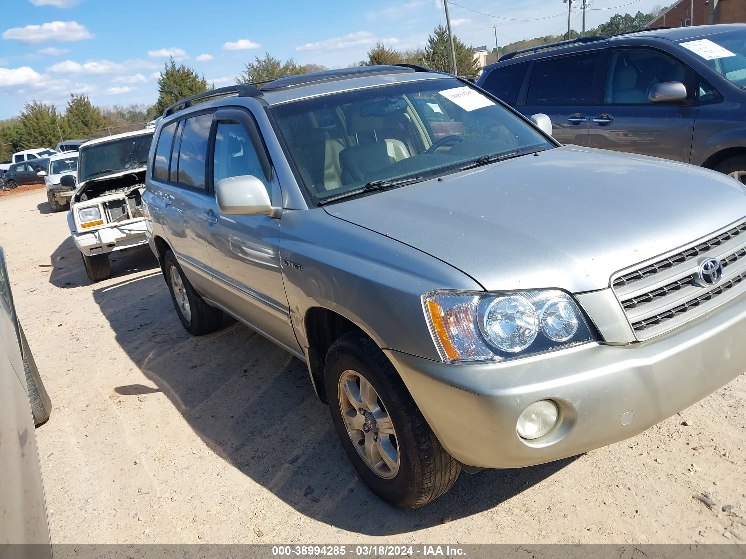 toyota highlander 2001 jtehf21a410018390