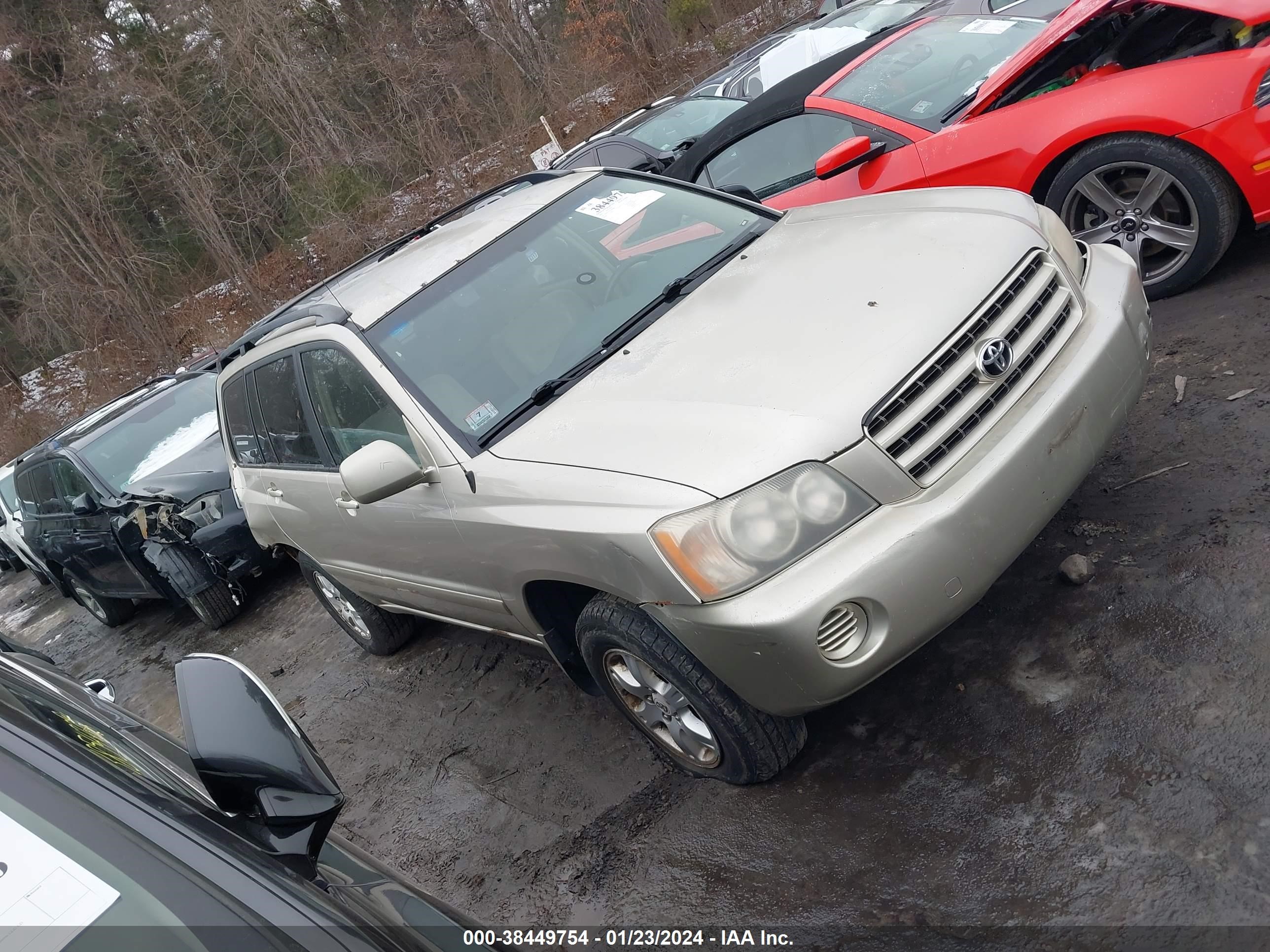 toyota highlander 2002 jtehf21ax20087084