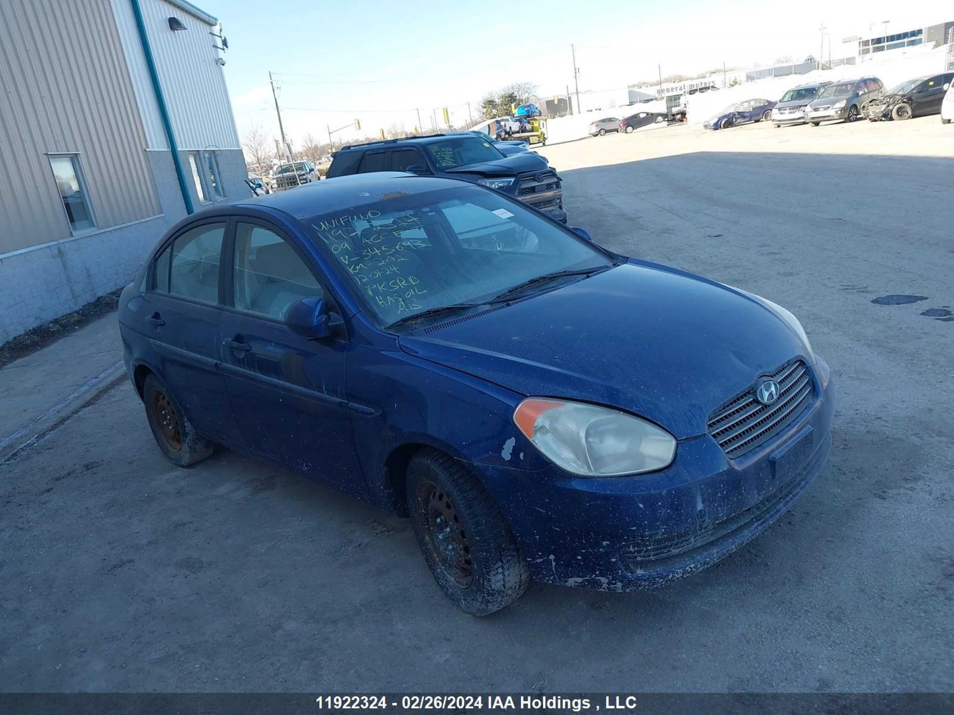 hyundai accent 2009 kmhcn45c19u345693