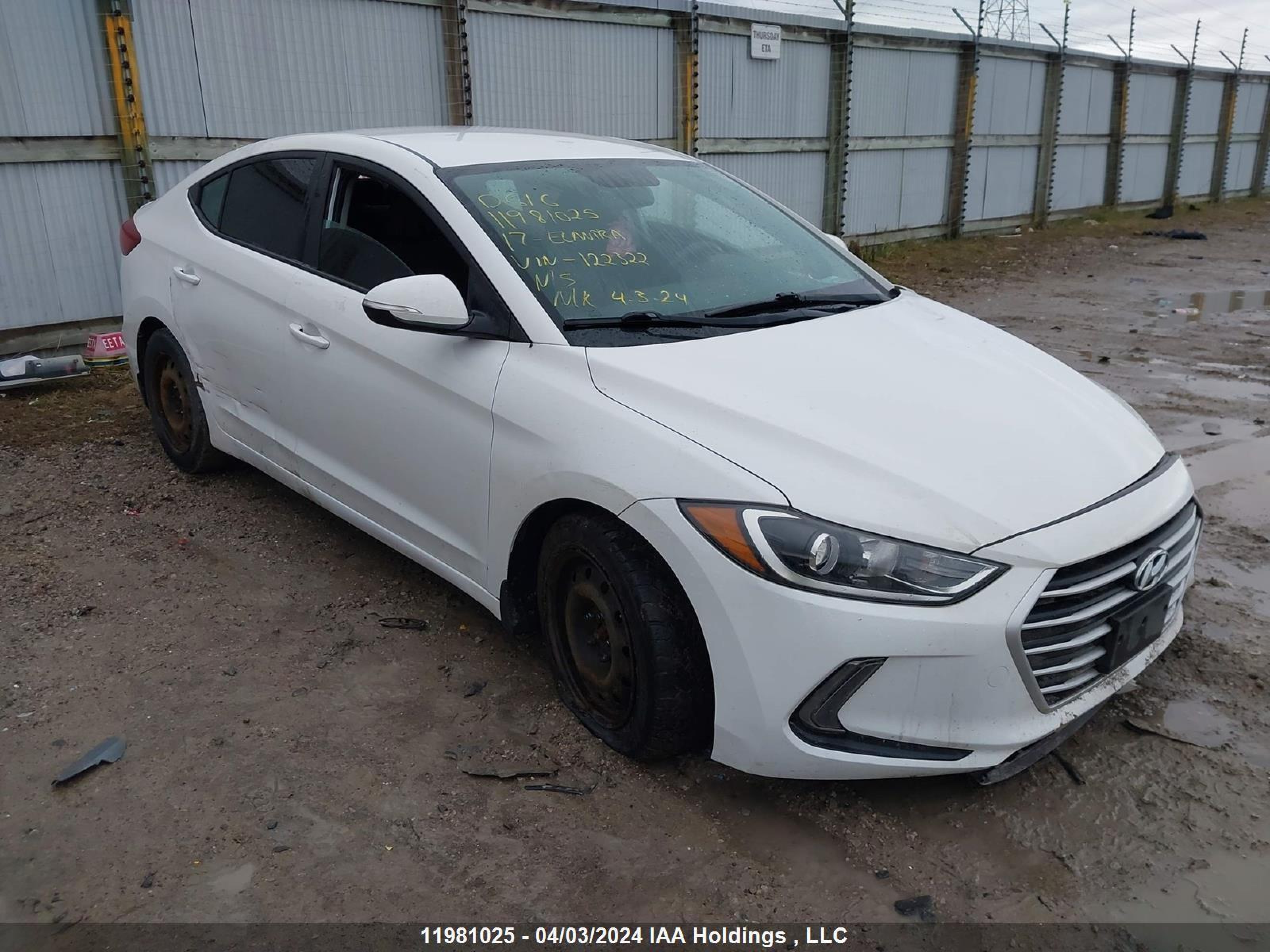 hyundai elantra 2017 kmhd84lf3hu122322