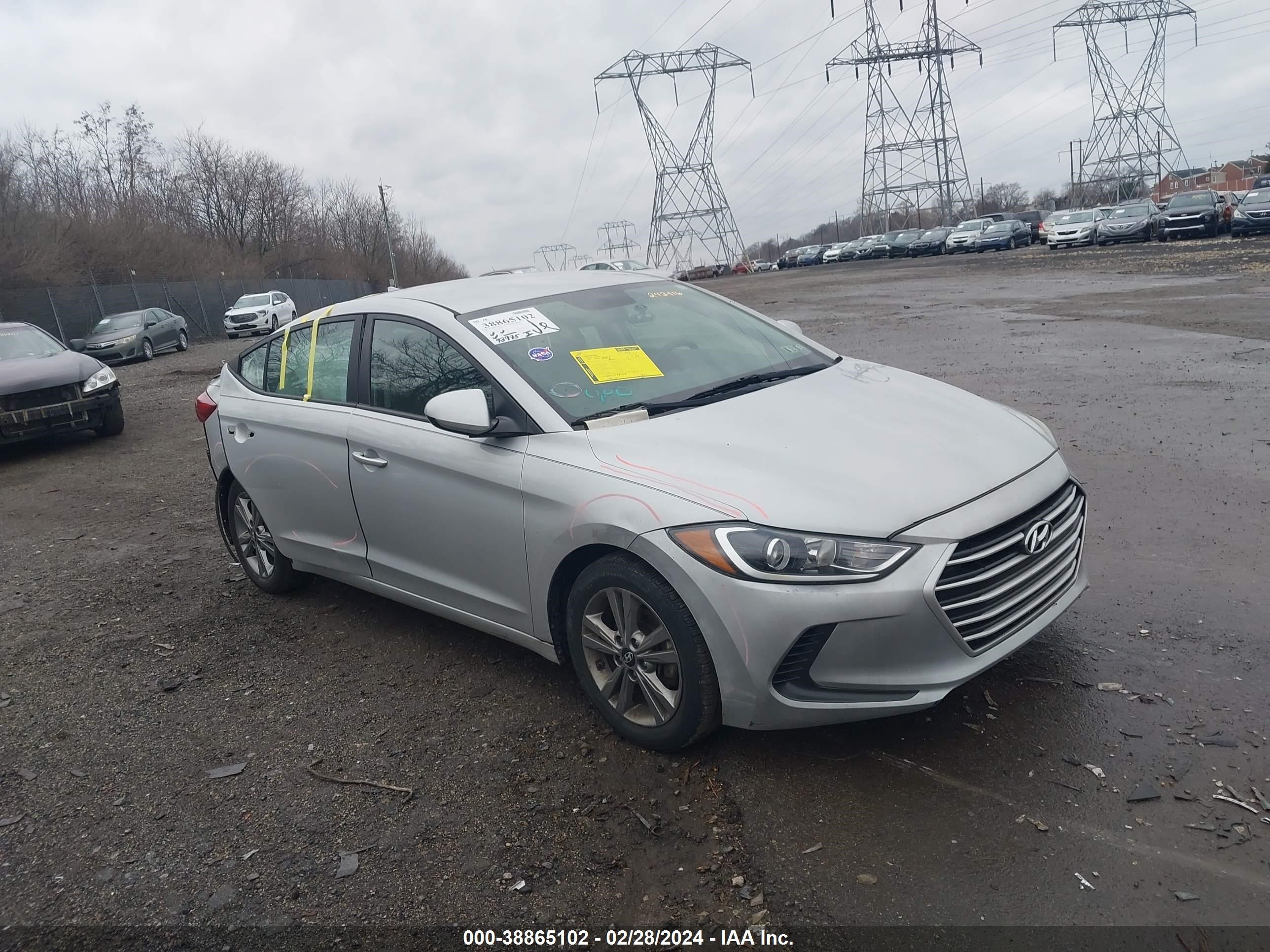 hyundai elantra 2017 kmhd84lf3hu243416