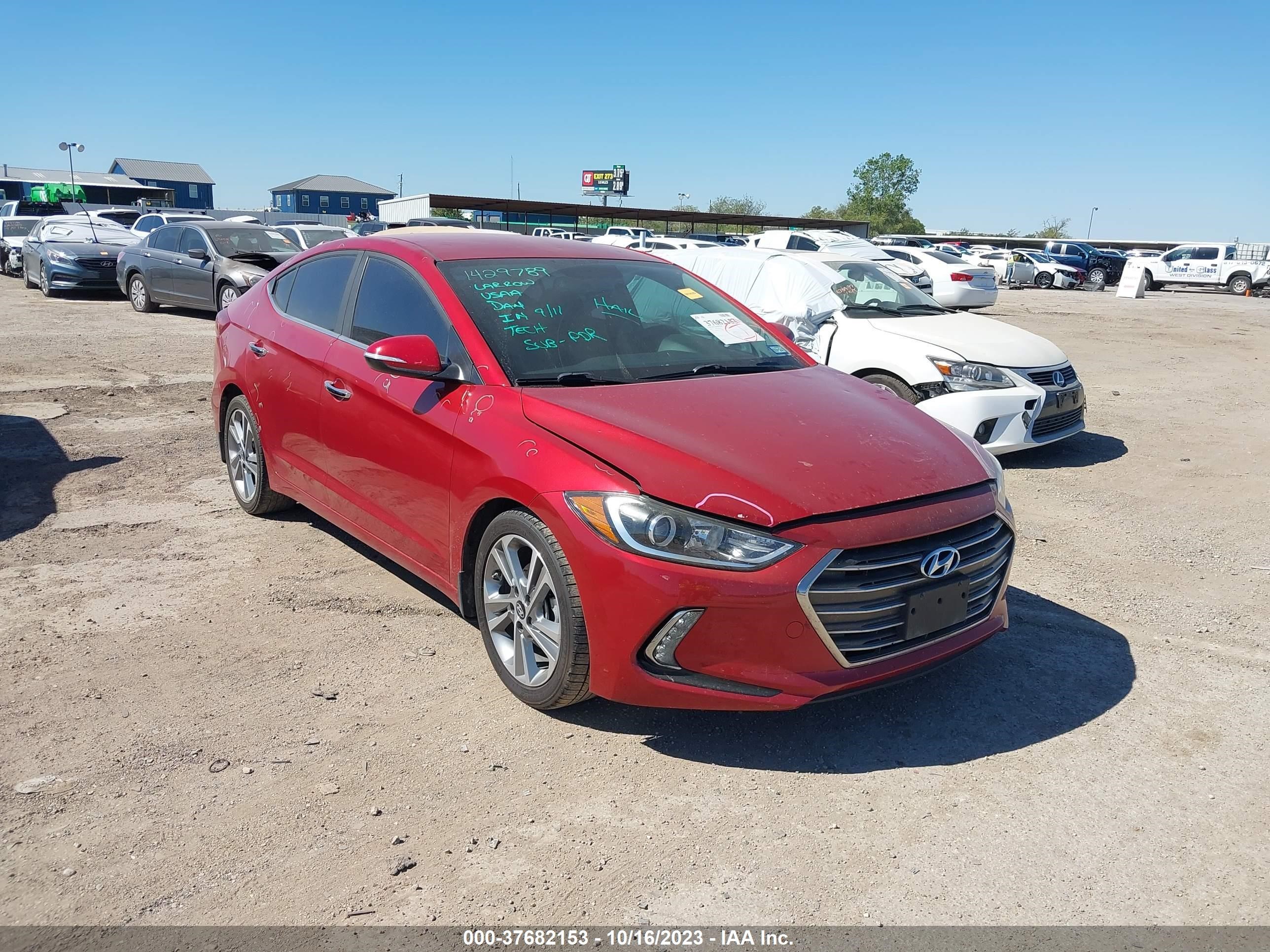 hyundai elantra 2017 kmhd84lf3hu358498