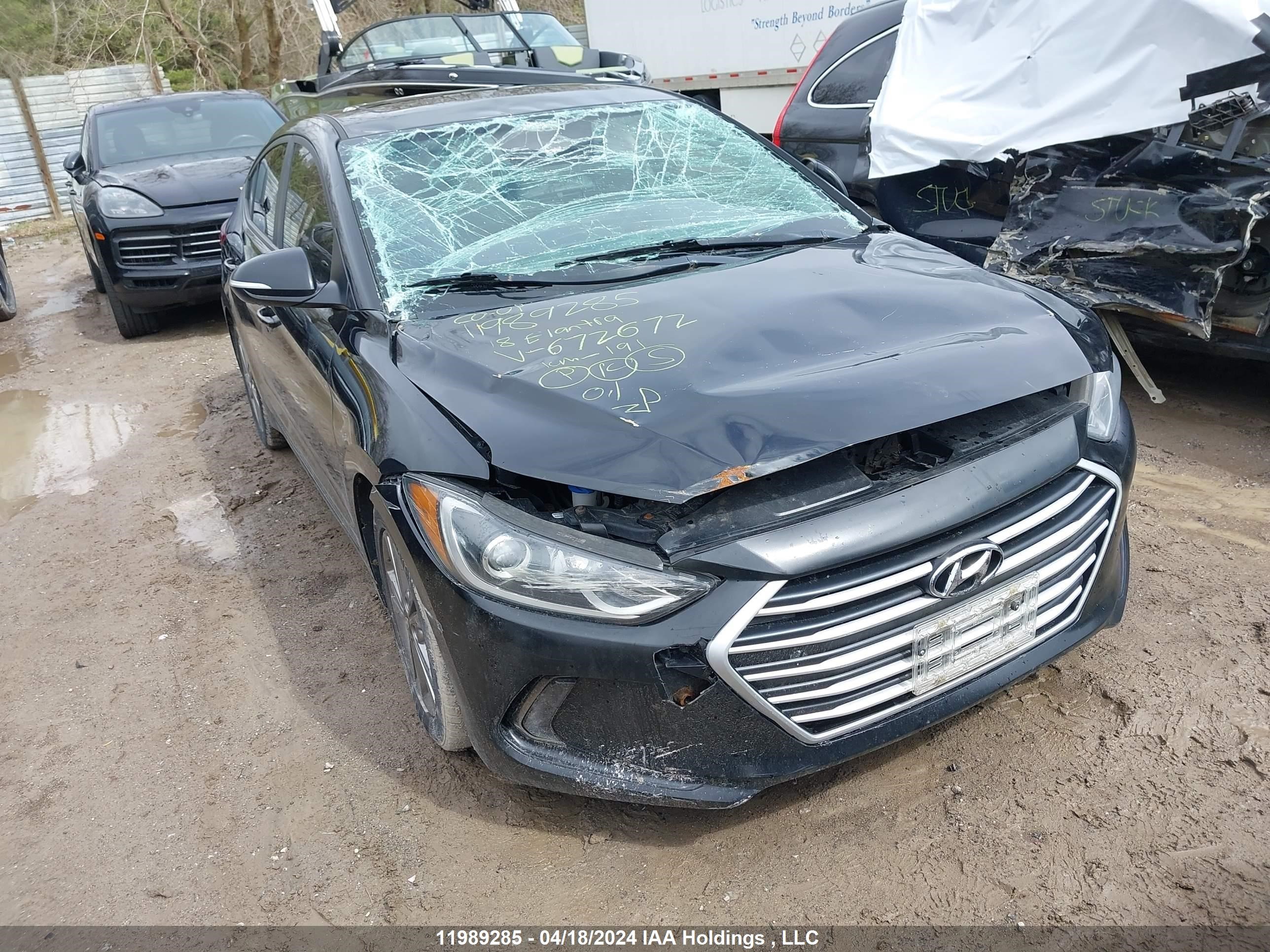 hyundai elantra 2018 kmhd84lfxju672672