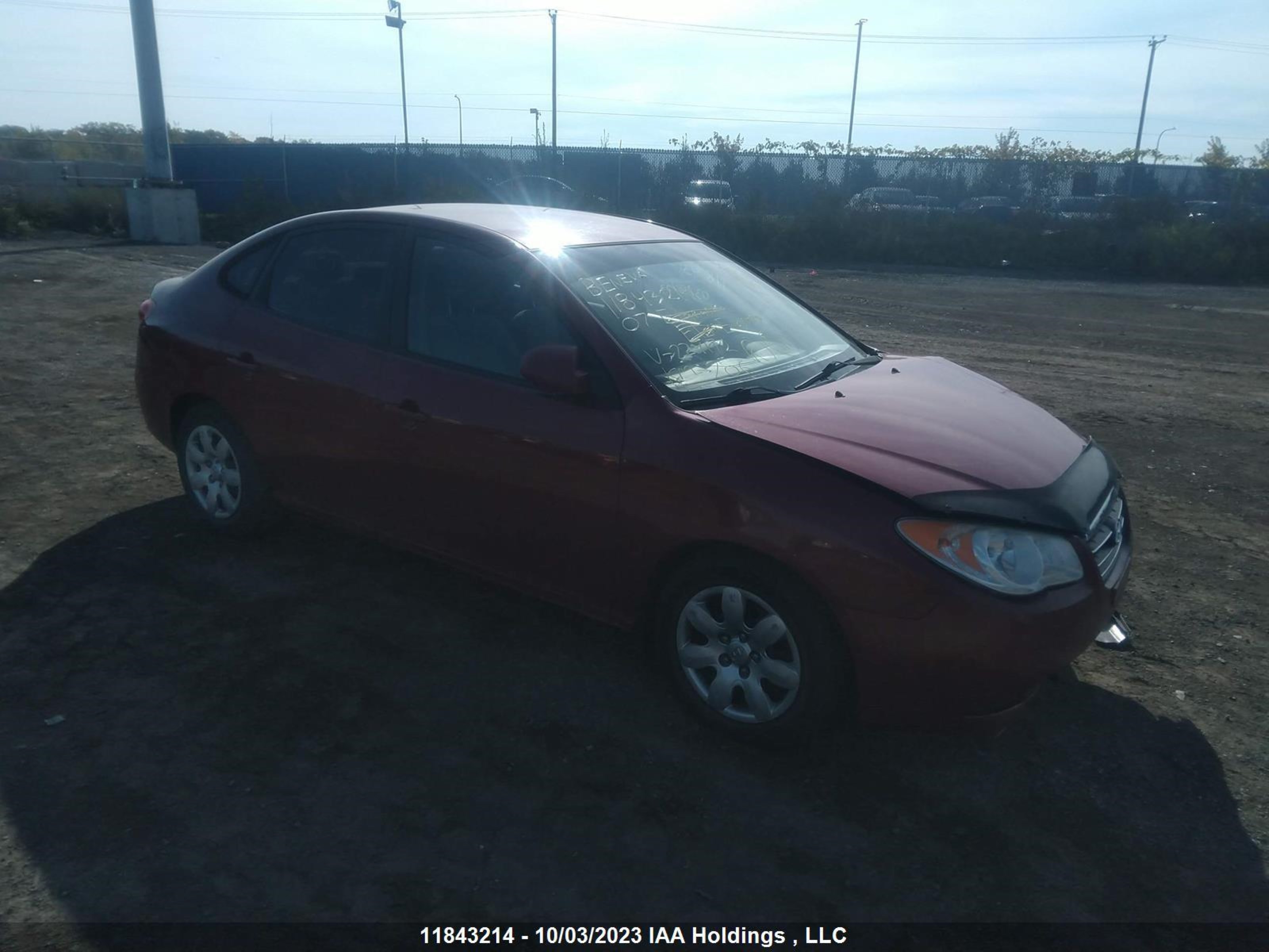 hyundai elantra 2007 kmhdu45d87u224172