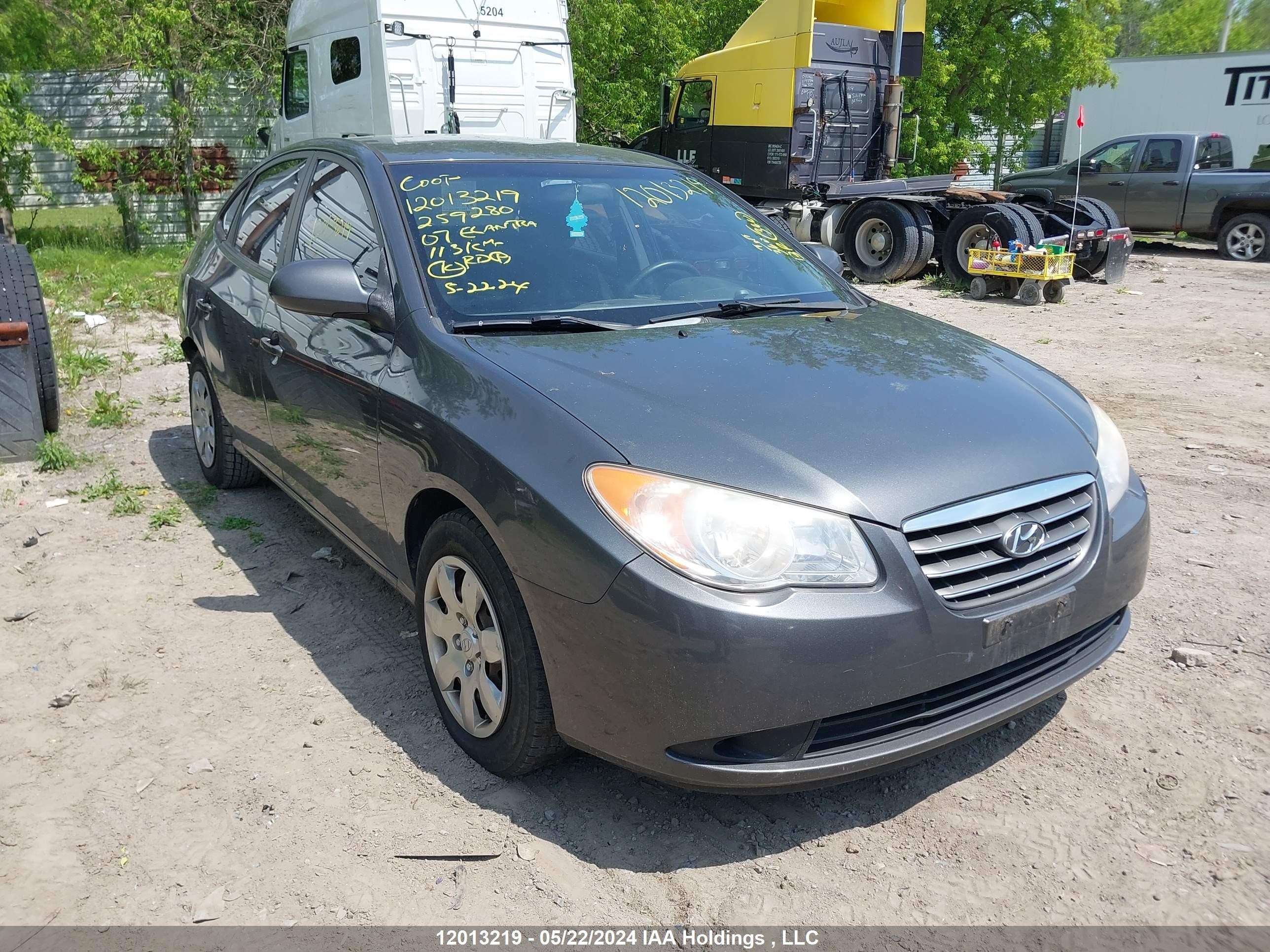 hyundai elantra 2007 kmhdu45dx7u259280