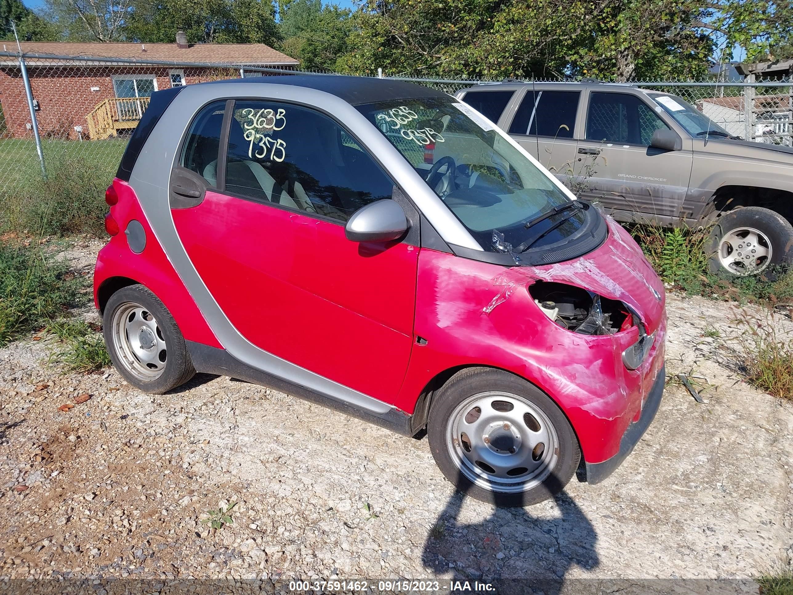 smart fortwo 2009 wmeej31x19k295306