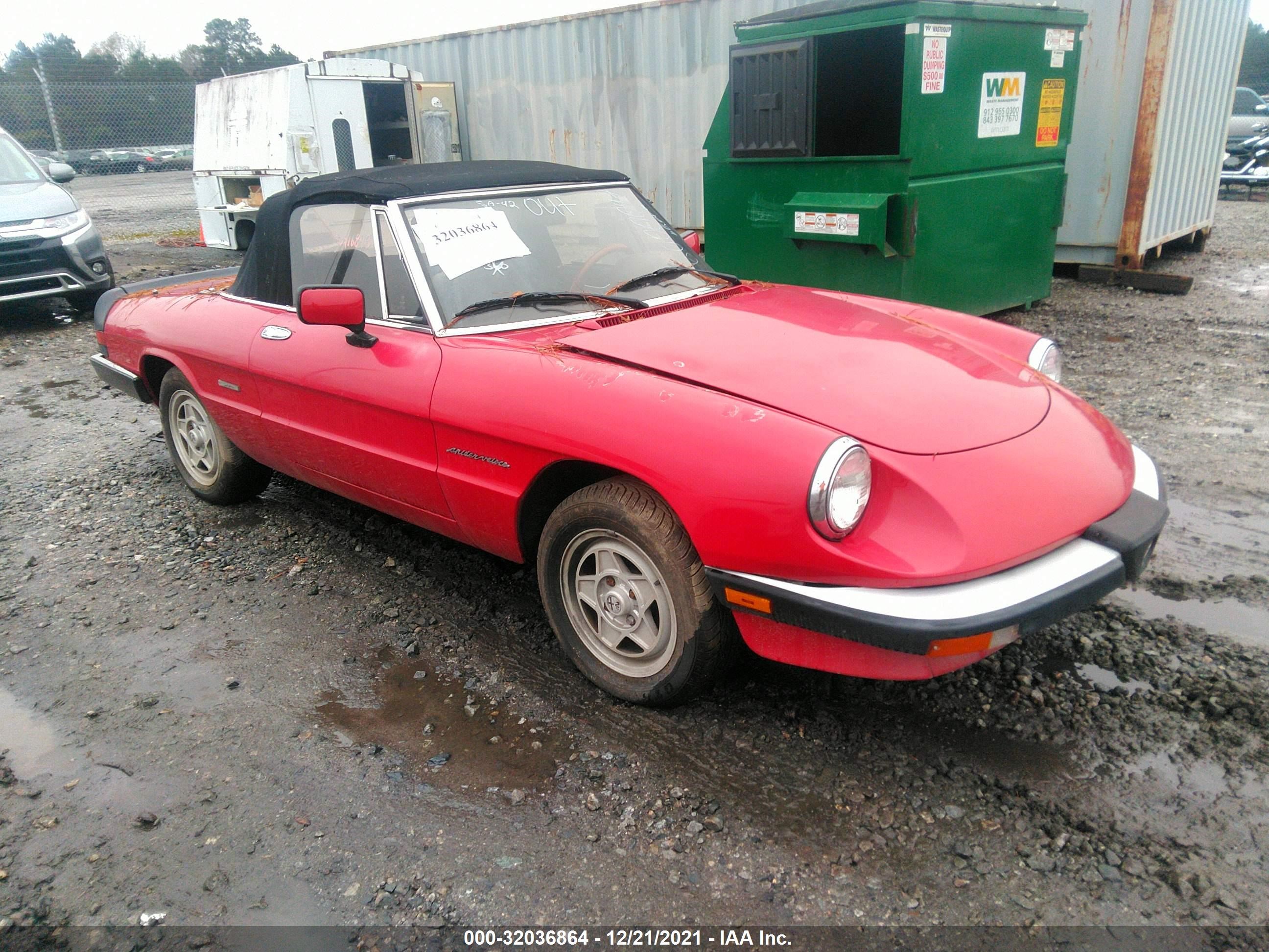 alfa romeo spider 1989 zarba5583k6000047